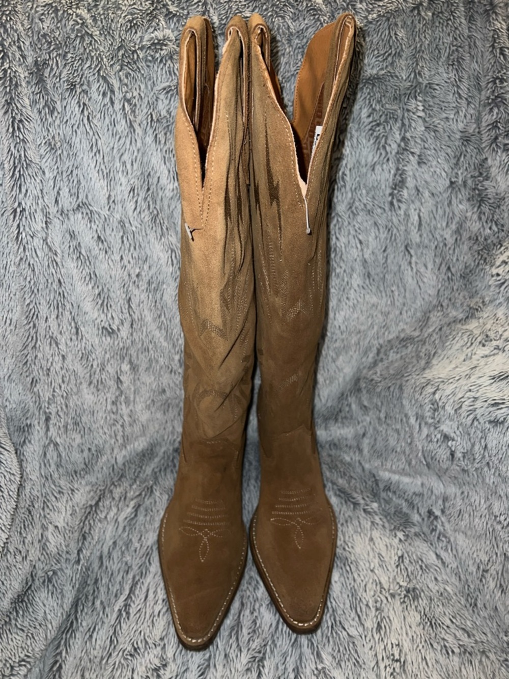 👣DINGO 1969 Thunder Road Camel Tan Suede Cowboy Cowgirl Western Tall Boots 6.5 - Picture 6 of 13